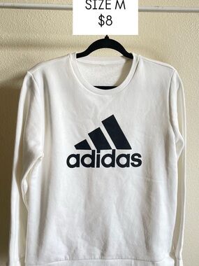 adidas White Sweatshirt with Black Logo